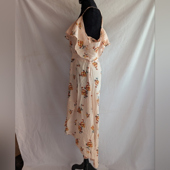 100% Mulberry Silk Armelle Light Peach Off the Shoulder Dress Size 8 - Picture 5 of 14